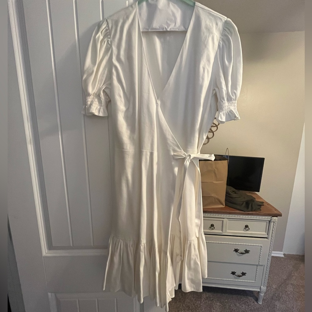 Antonio Melanie white Cleo wrap dress